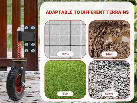 Heavy Duty Gate Wheel With 8 Inch Wheel 600 Lbs Capacity Shock Absorbing Spring Swivel Gate Wheels for various terrains