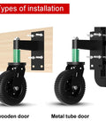 6 Inch Heavy Duty Gate Wheel With Spring Loaded Caster 360 Degree Swivel Fence Wheel attached to both wooden and metal gates