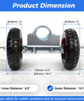 Heavy Duty Gate Wheel Set With Rubber Carriers And Adjustable Double U Bolts For Driveway Fences, front view dimensions