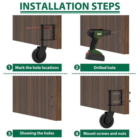 Installation steps for 4.3 Inch Heavy Duty Gate Wheel With 360 Degree Rotation, Spring Loaded Shock Absorption Gate Caster