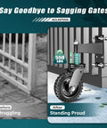 Heavy Duty Gate Wheel With 6 Inch Wheel Diameter, Spring Loaded Caster For Metal Tube And Large Wooden Gates, 550 Lb Capacity, Black
