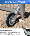 2 Pack Gate Wheel For Metal Swing Gate With 1-5/8 To 2 Inch Frames, Heavy Duty Fence Gate Wheel, installed on metal gate