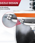 Close-up of 8 Inch Gate Wheel For Metal Tube Gates With 600Lb Capacity Heavy Duty Gate Caster Featuring 360 Degree Rotation nozzle