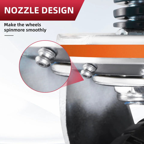 Close-up of 8 Inch Gate Wheel For Metal Tube Gates With 600Lb Capacity Heavy Duty Gate Caster Featuring 360 Degree Rotation nozzle