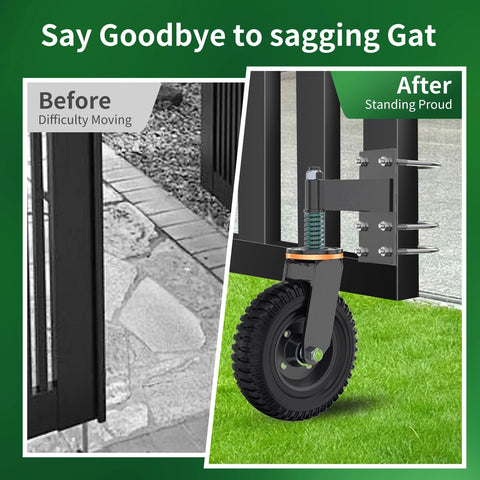 Eight Inch Gate Wheel For Metal Tube Gates, Heavy Duty Swivel Wheel With 360 Degree Rotation And Spring Loaded Design image