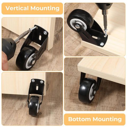 4 Pack Gate Wheels With Anti Friction Casters For Vertical Mount Door Bottom Gates Support installation views