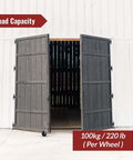 Gate wheels with side brake for farm yard gates and barn doors spring loaded gate casters with 220 lbs load capacity in use