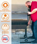 Man adjusting Gator Tail Leveling Shims For Grills And Smokers That Actually Work Stablelock Tech Plastic Wedges under a grill