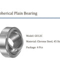 Spherical Plain Bearing 11.8 By 22 By 10 Mm Self Lubricated Chrome Steel Two Pack for Maintenance Free Rotation