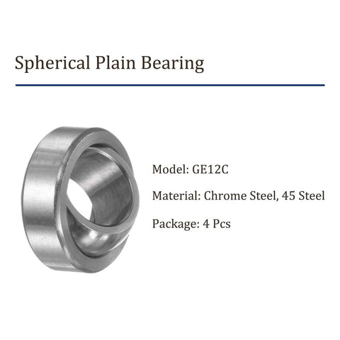 Spherical Plain Bearing 11.8 By 22 By 10 Mm Self Lubricated Chrome Steel Two Pack for Maintenance Free Rotation