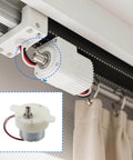 ✝️ Gear Motor 10 mm Shaft Size 3-Pack 100Rpm Gear Motor High, installed in curtain system, used for power transmission and rotation.