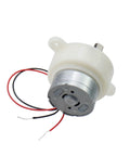 Close-up view of 10 mm shaft size gear motor, part of 3-pack 100rpm gear motor high for rotary equipment, with visible wires and casing.