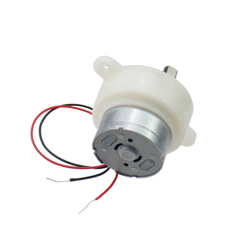 Close-up view of 10 mm shaft size gear motor, part of 3-pack 100rpm gear motor high for rotary equipment, with visible wires and casing.