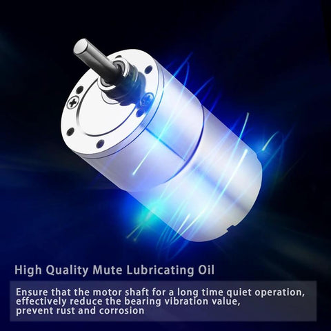 ✝️ Gear Motor 37 mm Shaft Size 1-Pack 12V 300Rpm Gear Motor with smooth housing showing lubrication feature.