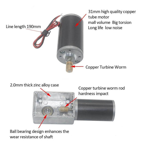 ✝️ Gear Motor 8 mm Shaft Size 1-Pack High Torsion Speed Reduce with Copper Turbine Worm and Zinc Alloy Case for Power Transmission