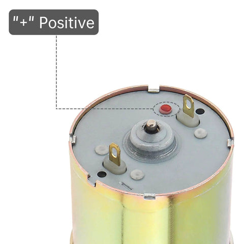 Top view of Gear Motor 0.24 in x 0.55 in featuring positive terminal, suitable for 12V 100Rpm use in industrial and agricultural systems