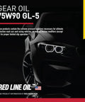 Red Line 75W90 GL5 Pro Grade Go To Synthetic Gear Oil For Hypoid Limited Slip Differentials LSD Ready For Racing and Driving