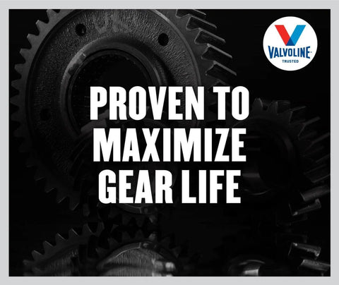 Proven to maximize gear life with Daily Protection 80W90 Gear Oil for Cars and Trucks, reduces noise and chatter, logo visible.
