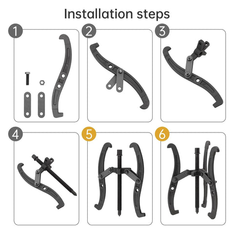 Installation steps for 12 Inch Gear Puller Set With 2 Jaw And 3 Jaw Heads Built Tough From Carbon Steel Bearing Puller