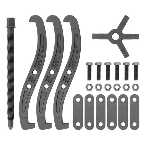 12 Inch Gear Puller Set With 2 Jaw And 3 Jaw Heads Built Tough From Carbon Steel Bearing Puller With Four Single Hole Claws shown disassembled