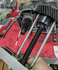 Beefy Heavy Duty Gear And Pulley Puller With 2 Inch To 7 3 Quarters Inch Spread, 8 1/4 Inch Wide Block in use on machine