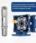 Gear Reducer 25 mm Shaft Size 1-Pack Output Single Shaft 25Mm, plug-and-play design, blue housing, side view