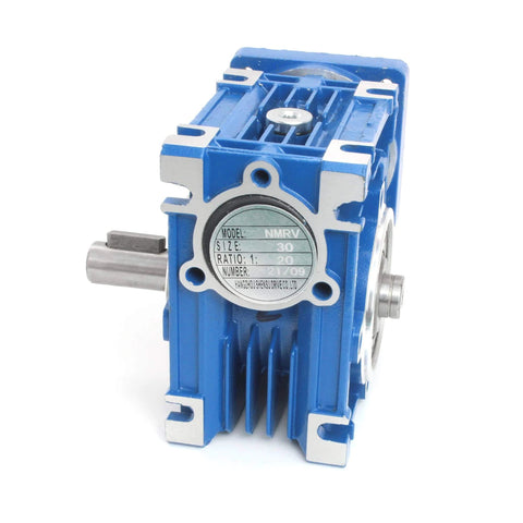 ✝️ Gearbox 14 mm Shaft Size 1-Pack Output Single Shaft Diameter for Rotary Equipment, blue housing, side view