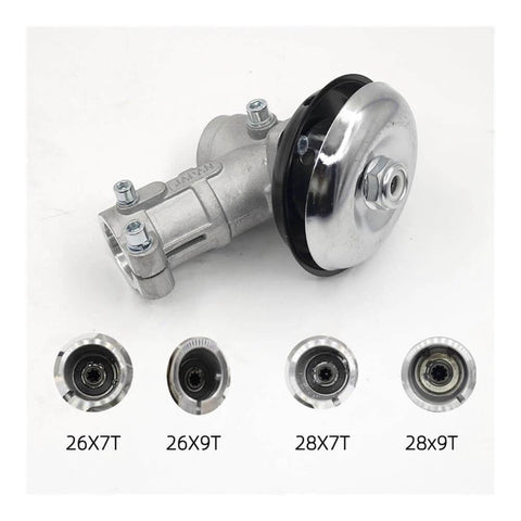 Fit for 26mm 28mm 7T 9T Gear Head Gearbox Accessory 7/9 Teeth Replacement Parts with gearbox and gear sizes displayed
