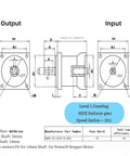 Technical drawing of 14 mm planetary gearbox speed reducer for rotary equipment and power transmission with dimensions and specifications.