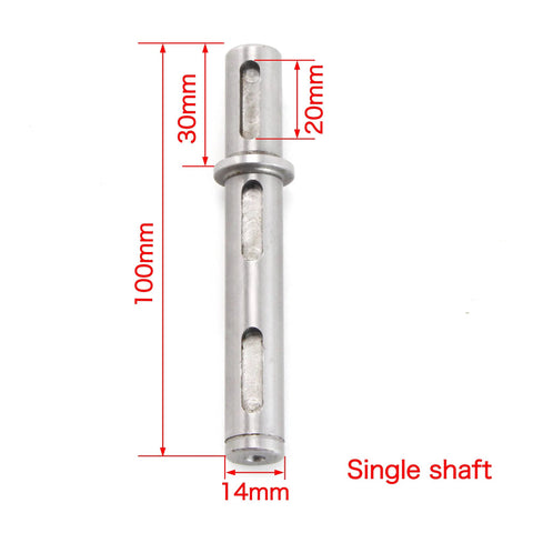 Image of Gearbox 14 mm Shaft Size 1-Pack Output Single Shaft Diameter with measurement diagram for rotary equipment.