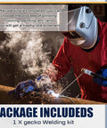 Person welding metal with Beginner Friendly Gecko Welding Kit For Tig Mig Arc Gas Practice And DIY Projects Hands On 201 Stainless Steel
