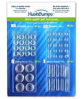Packaging of Ultra Quiet Gel Bumpers 104 Piece Variety Pack With Multi Compound Polyurethane Skin And Gel Core for noise reduction.