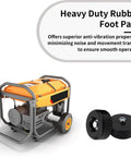 Heavy duty rubber foot pads for generators, offering anti-vibration properties next to an orange framed generator model.