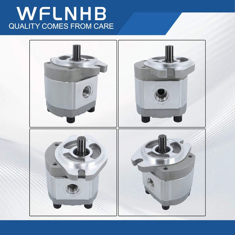 WFLNHB 96193GT 96193 Function Pump Hydraulic Gear Pump Replacement for Genie Lift system, front and side views