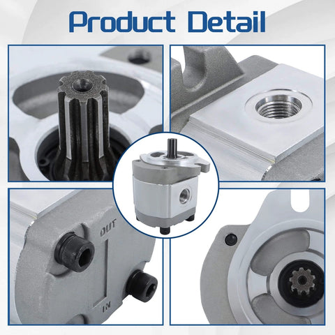 WFLNHB 96193GT 96193 Function Pump Hydraulic Gear Pump Replacement for Genie Lift GR-12, GS-1930, close-up view of fittings.