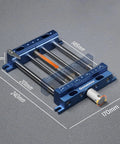 Beefy Aluminum Bench Vise Clamp For Precision CNC Router and Milling with four columns and two clamps, dimensions shown.
