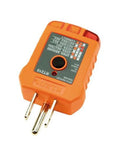 Close-up of GFCI Receptacle Tester from Infrared Thermometer and GFCI Receptacle Tester Kit, showing plug and test indicators.