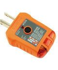 Infrared Thermometer and GFCI Receptacle Tester Kit, orange GFCI electrical tester with labeled indicator lights