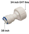 GHT Female Quick Connect Adapter With Easy Hookup From Three Quarter Inch Thread To Three Eighths Inch OD Tubing