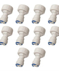 Pack of 10 GHT Female Quick Connect Adapter With Easy Hookup From Three Quarter Inch Thread To Three Eighths Inch OD Tubing