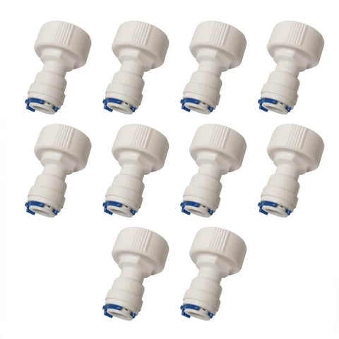 Pack of 10 GHT Female Quick Connect Adapter With Easy Hookup From Three Quarter Inch Thread To Three Eighths Inch OD Tubing