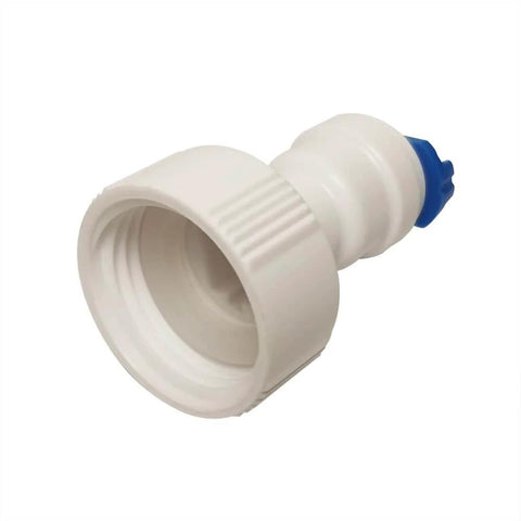 GHT Female Quick Connect Adapter With Easy Hookup From Three Quarter Inch Thread To Three Eighths Inch OD Tubing For RO Water Filters Pack Of Ten NSF Certified Push To Connect Plastic Tube Fittings, front view