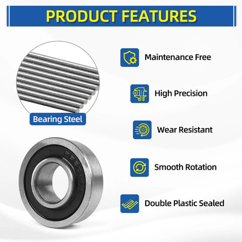 Four Pack GICOOL Five Eighth Inch Bore Flanged Deep Groove Ball Bearing 16mm ID 35mm OD 13mm Width Sealed 9Cr18 Steel