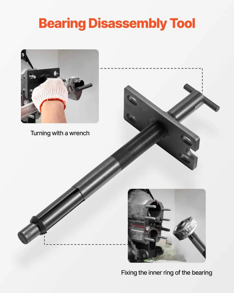 Alpha Bravo Gimbal Bearing Alignment Puller Set With Bellows Expander Tools for Outdrives shown with disassembly tool operation