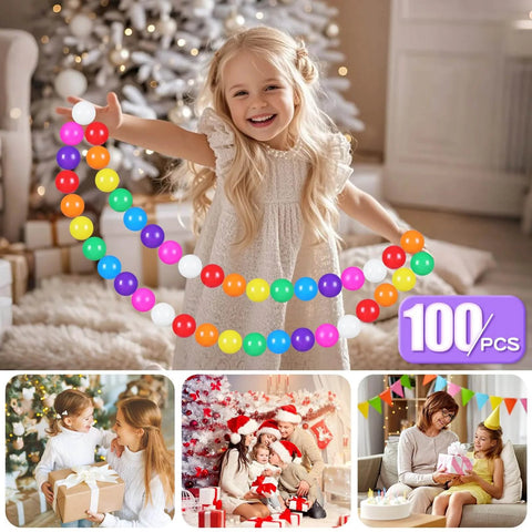 Child playing with Ball Pit Balls for Toddles Kids Plastic Ballpits Accessories Crush Proof Durable Fun Shape Play Baby Bath Toys, 100 count mix color