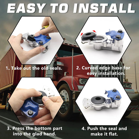 Installation steps of 100 Pieces Glad Hand Seals Set For Trucks And Trailers Rubber Black Polyurethane Seal Washers Part No 10028