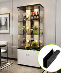 Showcase with black Glass Finger Edge Pull Set Four Pieces Non Magnetic For 5 To 6mm Thick Glass Cabinets in living room