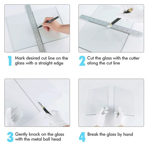 Step-by-step guide using Pro Grade Glass Cutter With Automatic Oil Feed 2mm–20mm for cutting glass and mirrors with precise lines.