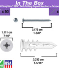 Mini self drilling drywall anchors with screws made from glass filled nylon for #6 to #8 fasteners installs in 3/8 to 5/8 inch drywall