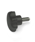 Glass Filled Nylon Hand Knob With Plastic Tip, Stainless Steel Threaded Stud, M5 x 0.8 Thread Size, 10mm Thread Length, 25mm Head Diameter